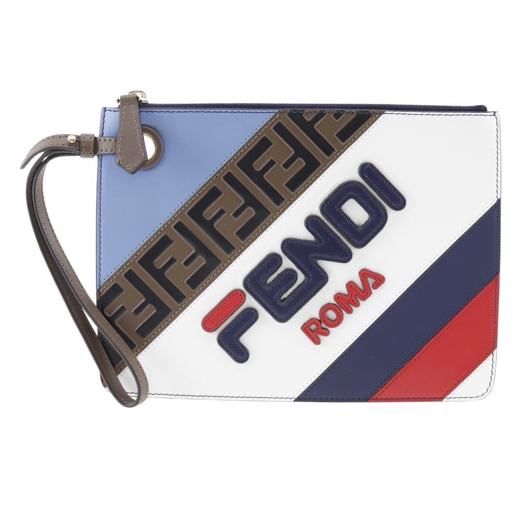 FENDI Clutch bag 8BS020 leather blue FILA collaboration Fendi Mania unisex(Unisex) Used - Handbags, Wallets & Cases