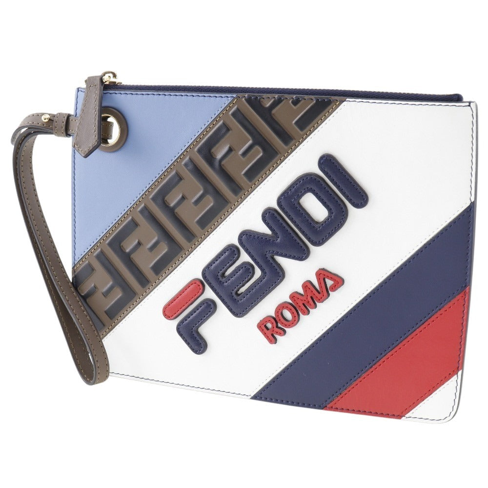 FENDI Clutch bag 8BS020 leather blue FILA collaboration Fendi Mania unisex(Unisex) Used - Handbags, Wallets & Cases