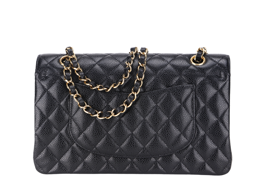 CHANEL CLASSIC FLAP (A047xxxx) MEDIUM BLACK CAVIAR GOLD HARDWARE, WITH DUST COVER & BOX - Bags