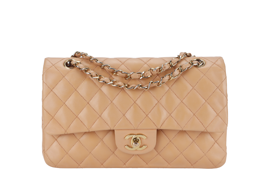 CHANEL CLASSIC FLAP SMALL (9589xxxx) PEACH COLOR LAMBSKIN GOLD HARDWARE - Bags