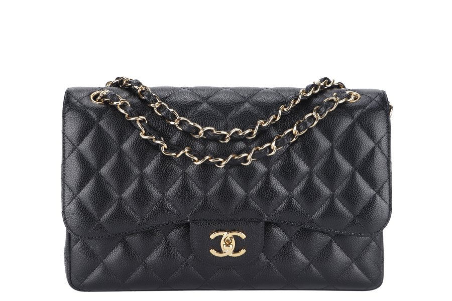 CHANEL CLASSIC FLAP JUMBO (1932xxxx) BLACK GOLD HARDWARE WITH DUST COVER AND BOX - Bags