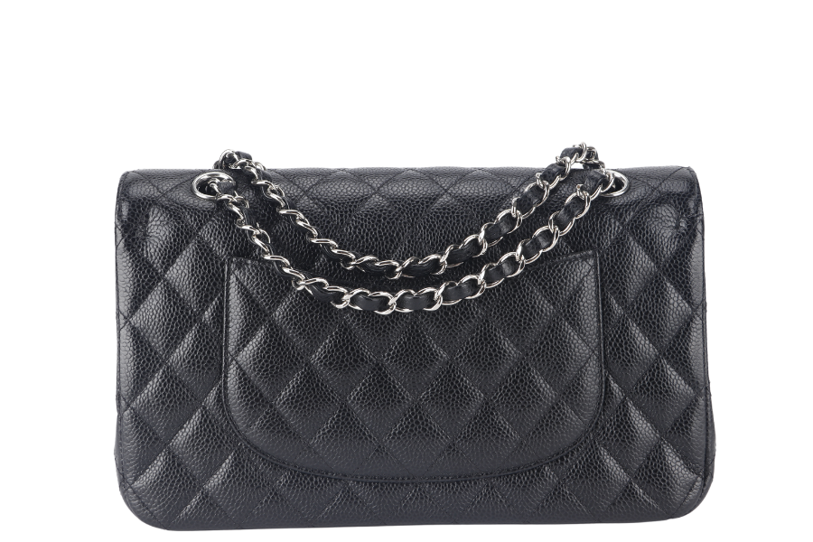 CHANEL CLASSIC FLAP (2618xxxx) MEDIUM BLACK CAVIAR SILVER HARDWARE NO  WITH DUST COVER AND BOX - Bags