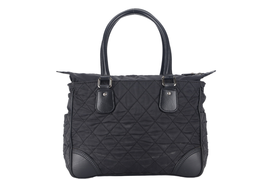 CHANEL PARIS NEW YORK TOTE BAG (1082xxxx) BLACK NYLON SILVER HARDWARE WITH - Bags - 2