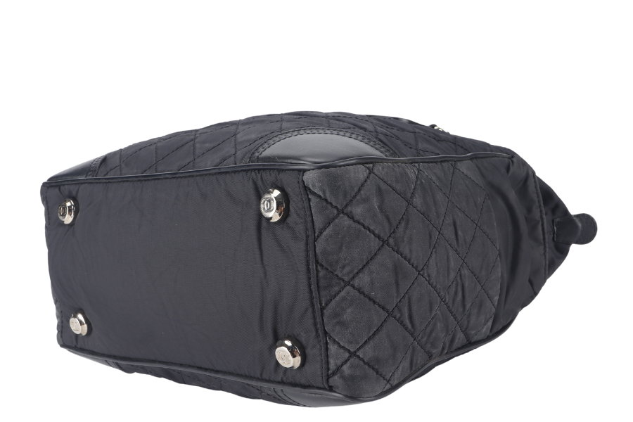 CHANEL PARIS NEW YORK TOTE BAG (1082xxxx) BLACK NYLON SILVER HARDWARE WITH - Bags - 3