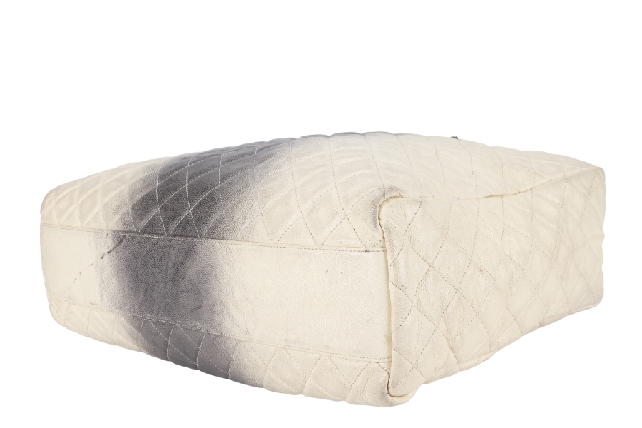 CHANEL TOTE BAG LARGE (1784xxxx) CREAM & GREY OMBRE CAVIAR LEATHER SILVER HARDWARE WITH DUST COVER - Bags - 4