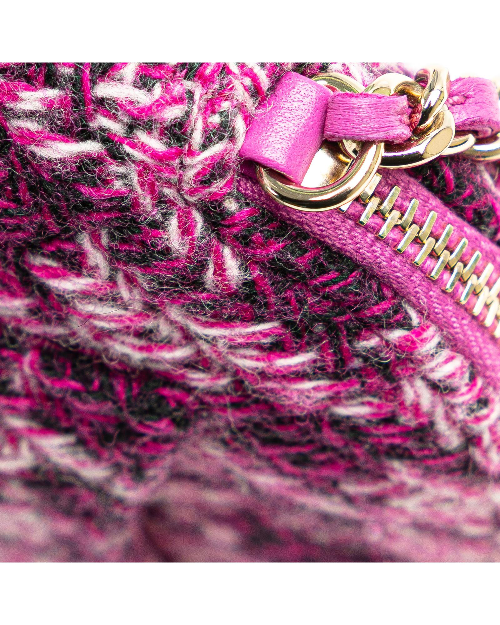 Tweed Houndstooth Clutch with Chain Strap - Handbags, Wallets & Cases - 10
