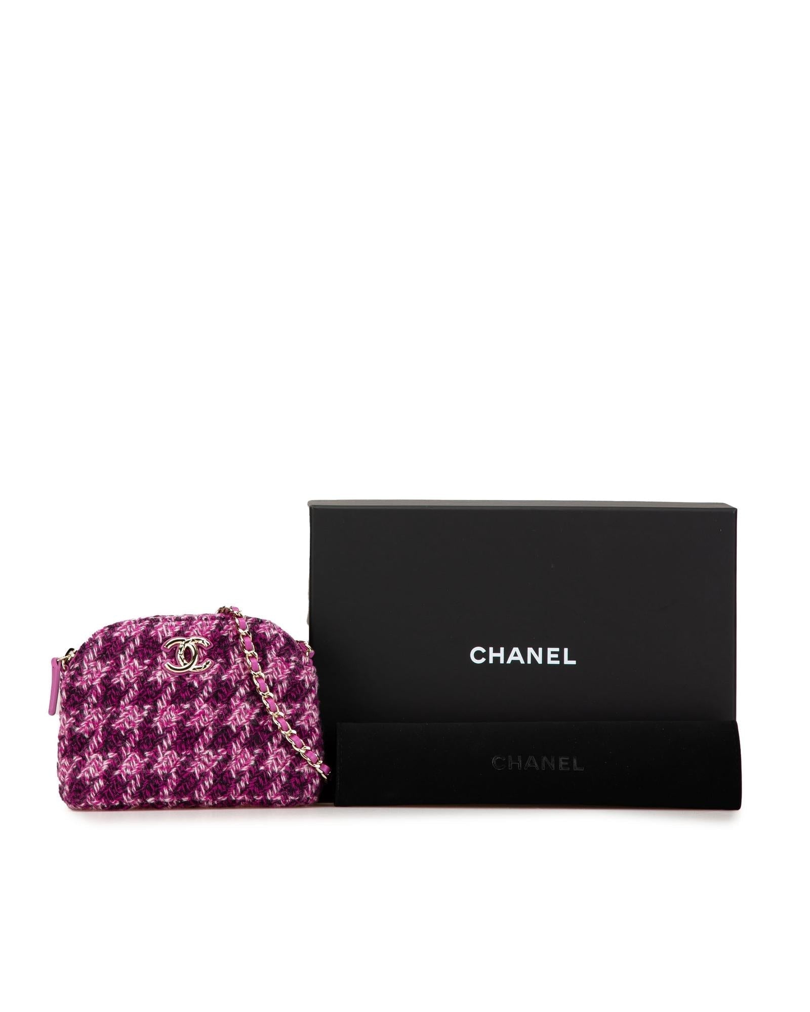 Tweed Houndstooth Clutch with Chain Strap - Handbags, Wallets & Cases - 13