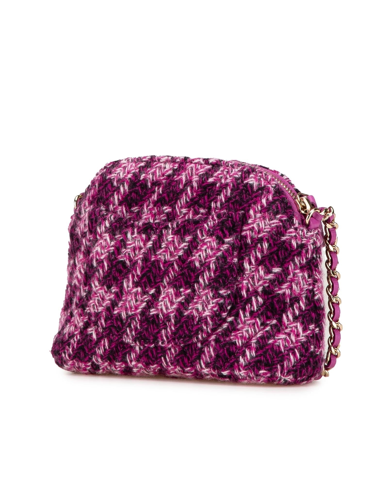 Tweed Houndstooth Clutch with Chain Strap - Handbags, Wallets & Cases - 2