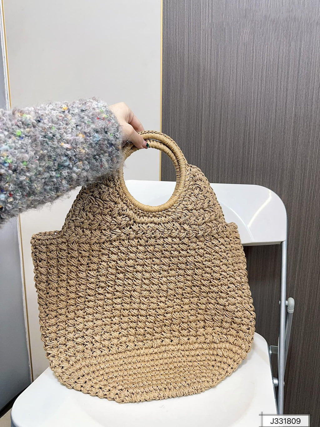 YSL SAINT LAURENT Summer Raffia Tote Bag 41x37cm