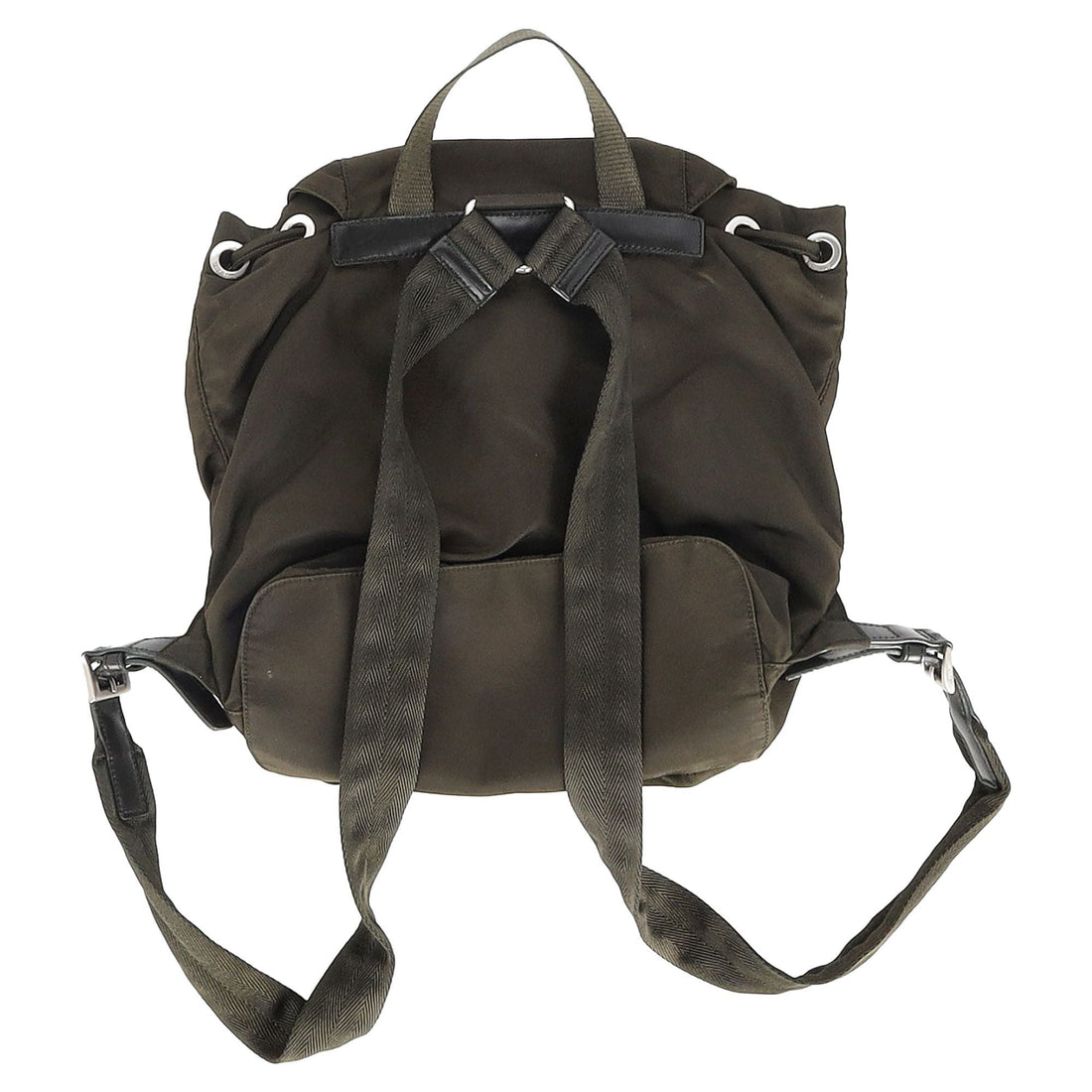 Prada Nylon Vela Backpack in Olive Green Nylon And Leather