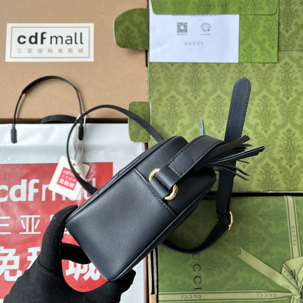 Gucci Blondie Small Shoulder Dark Blue Leather Bag - 21x15.5x5cm