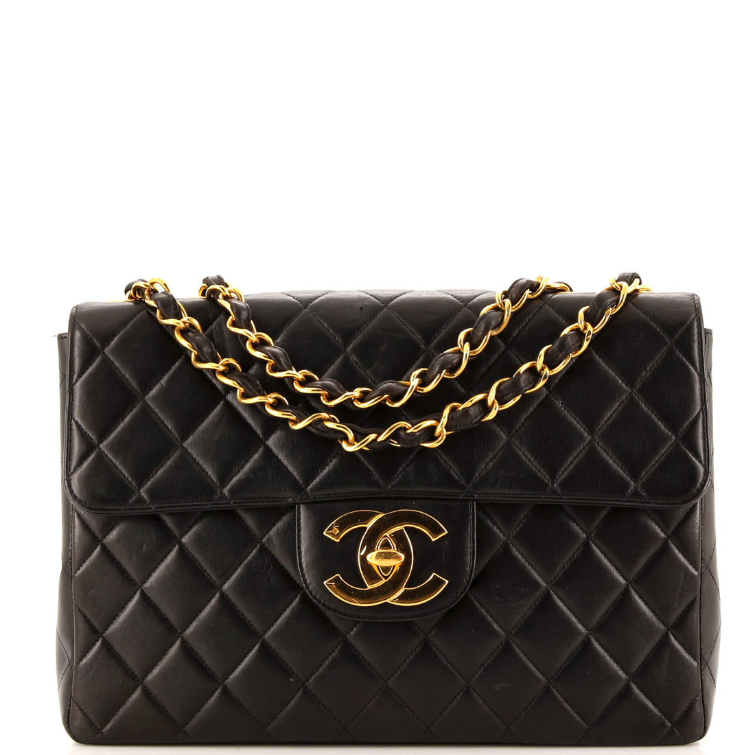 CHANEL Vintage Classic Single Flap Bag Quilted Lambskin Jumbo - Handbag & Wallet Accessories