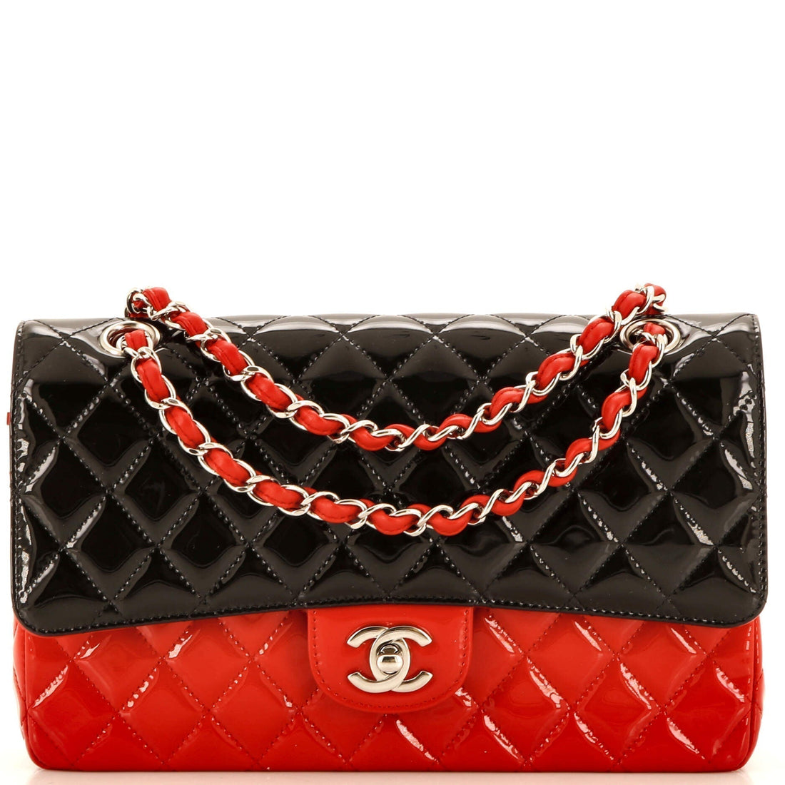 CHANEL Bicolor Classic Double Flap Bag Quilted Patent Medium - Handbag & Wallet Accessories