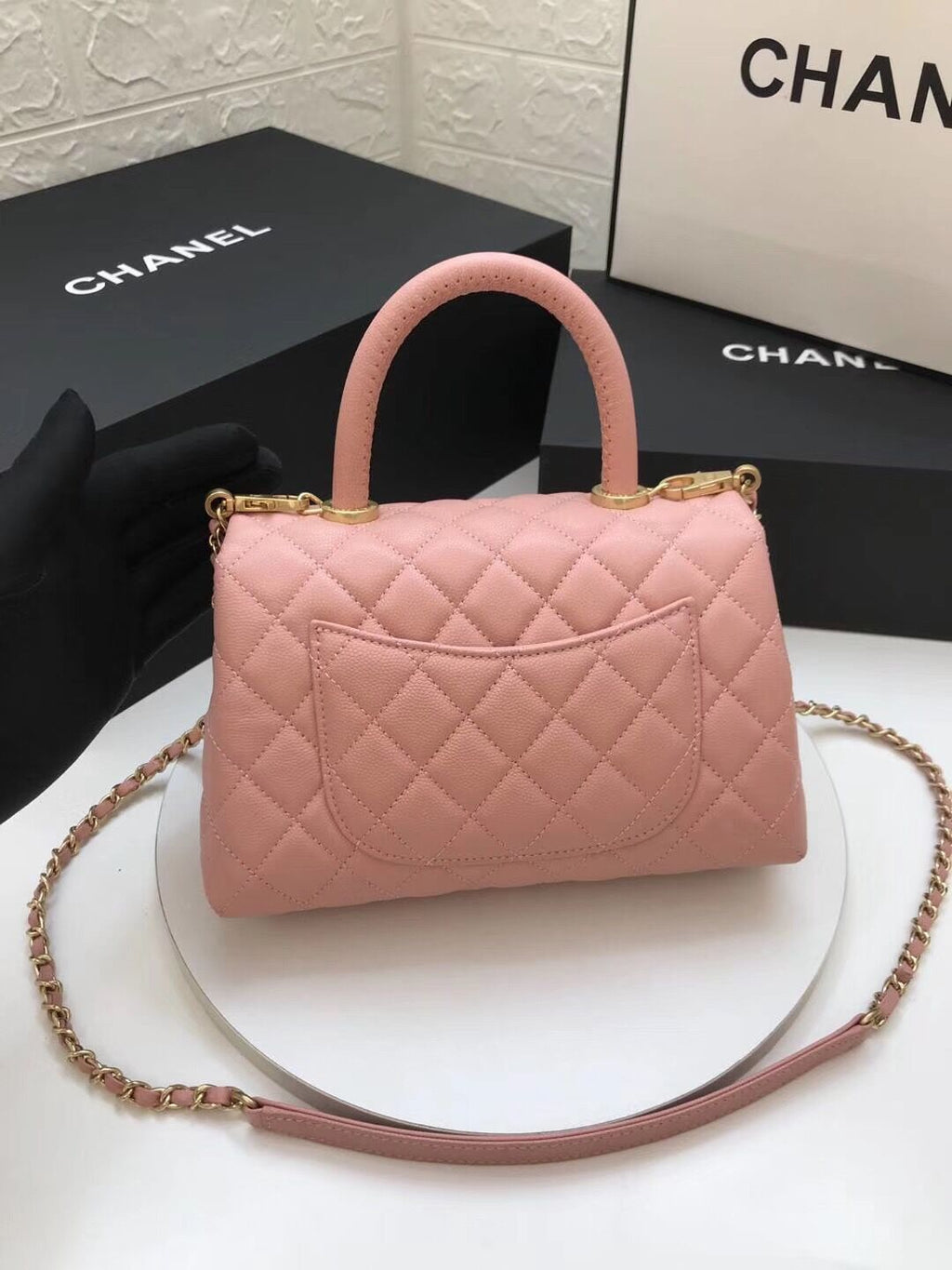 Chanel Coco Handle Gold Caviar Pink 24 cm
