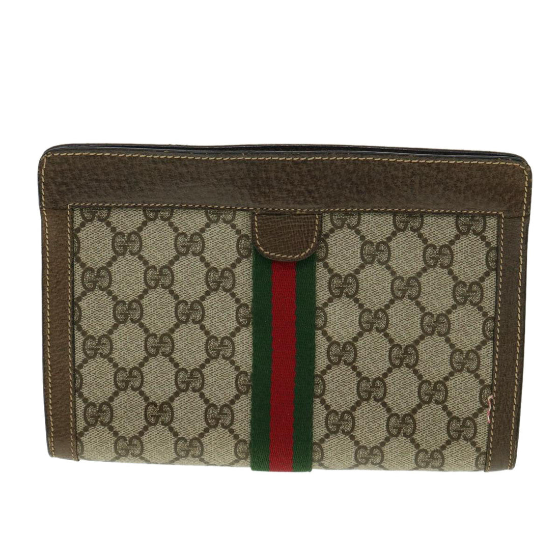 GUCCI GG Canvas Web Sherry Line Clutch Bag Beige Red Green  am3107 - Gucci
