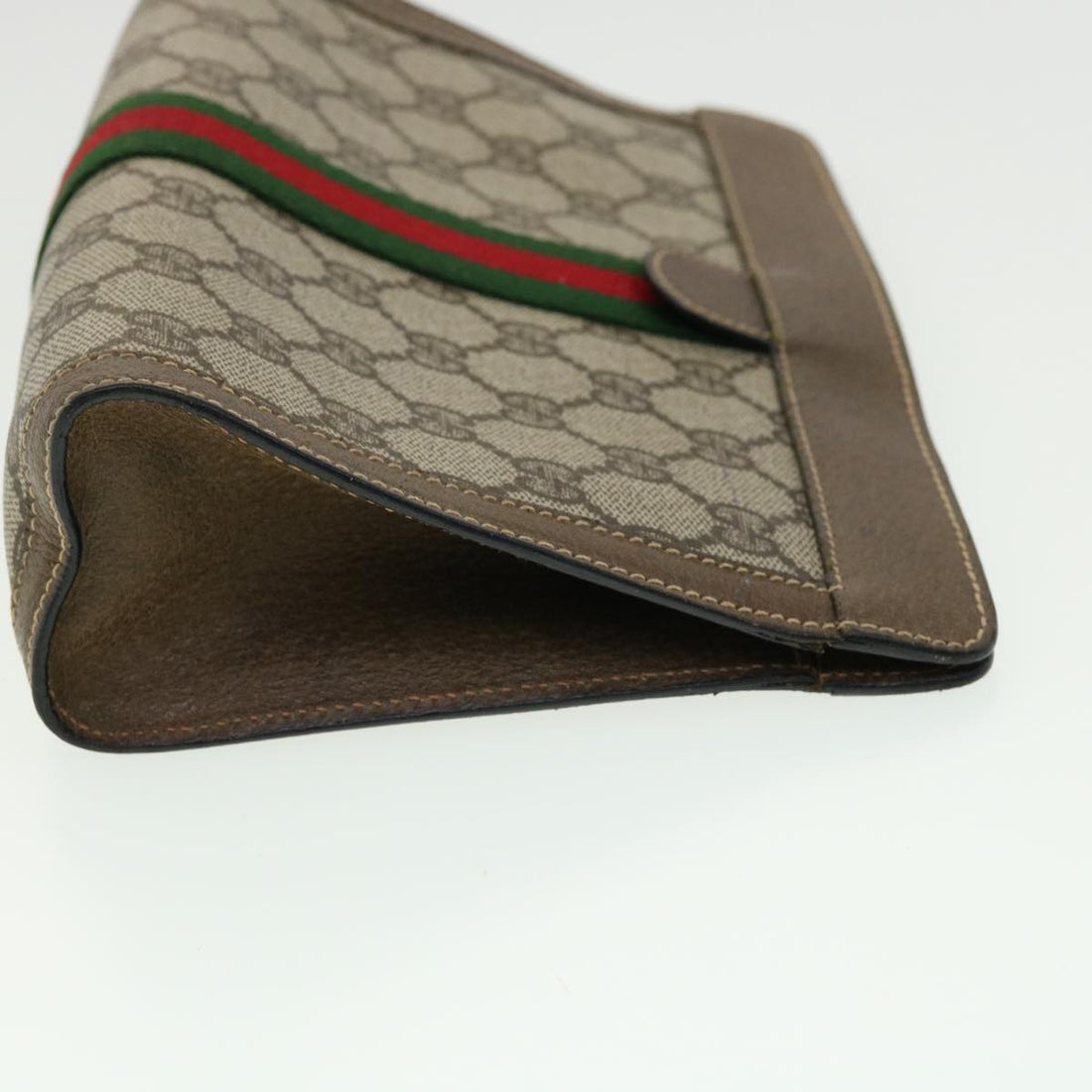 GUCCI GG Canvas Web Sherry Line Clutch Bag Beige Red Green  am3107 - Gucci
