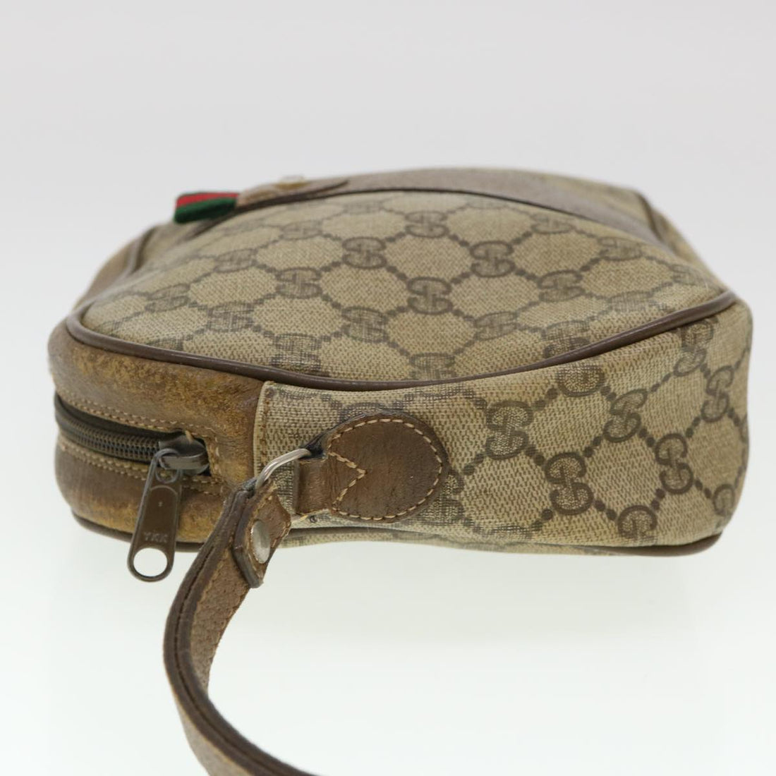 GUCCI GG Canvas Web Sherry Line Clutch Bag Beige Red Green  am4114 - Gucci