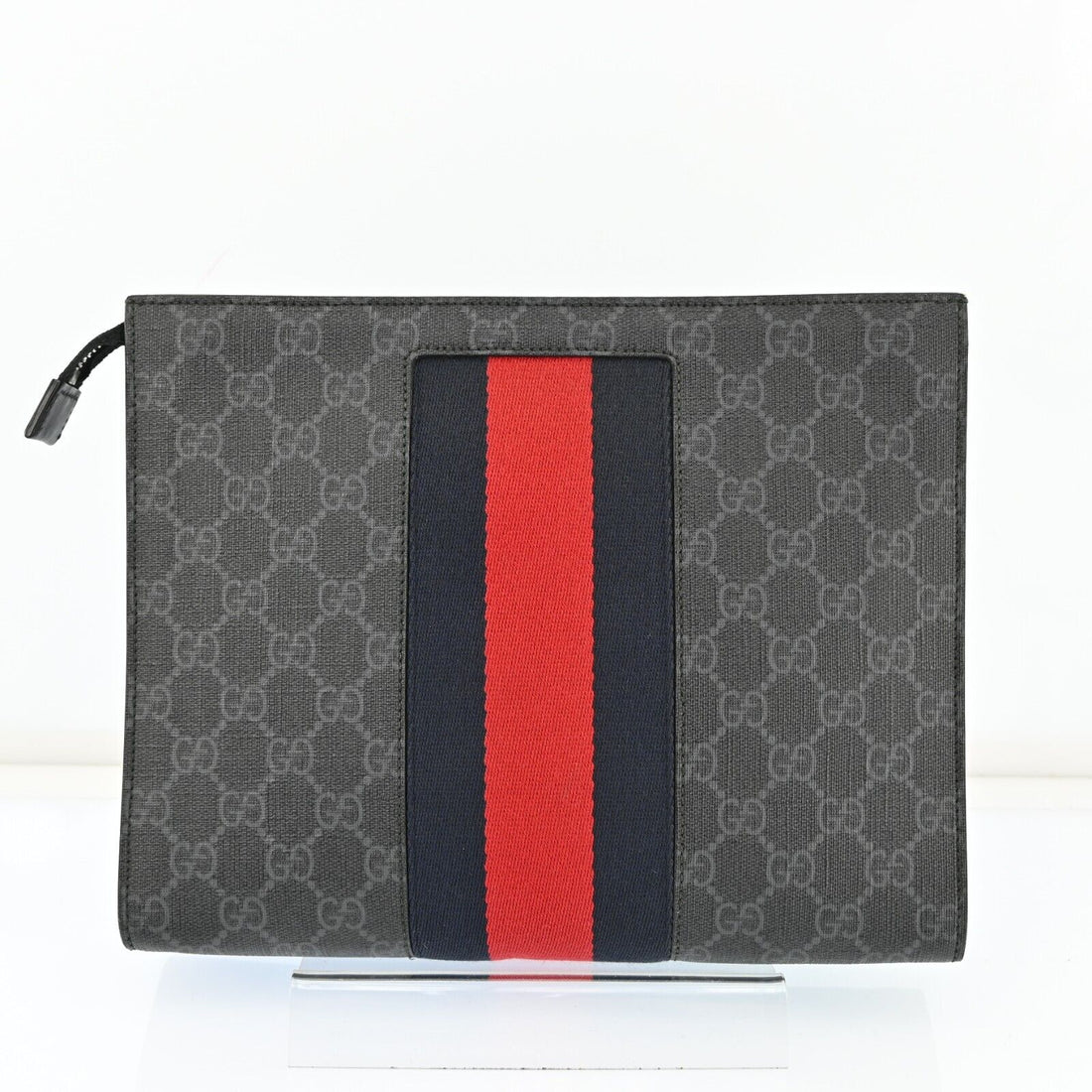 Gucci Gg Supreme Webbing Line Clutch Bag - Handbags