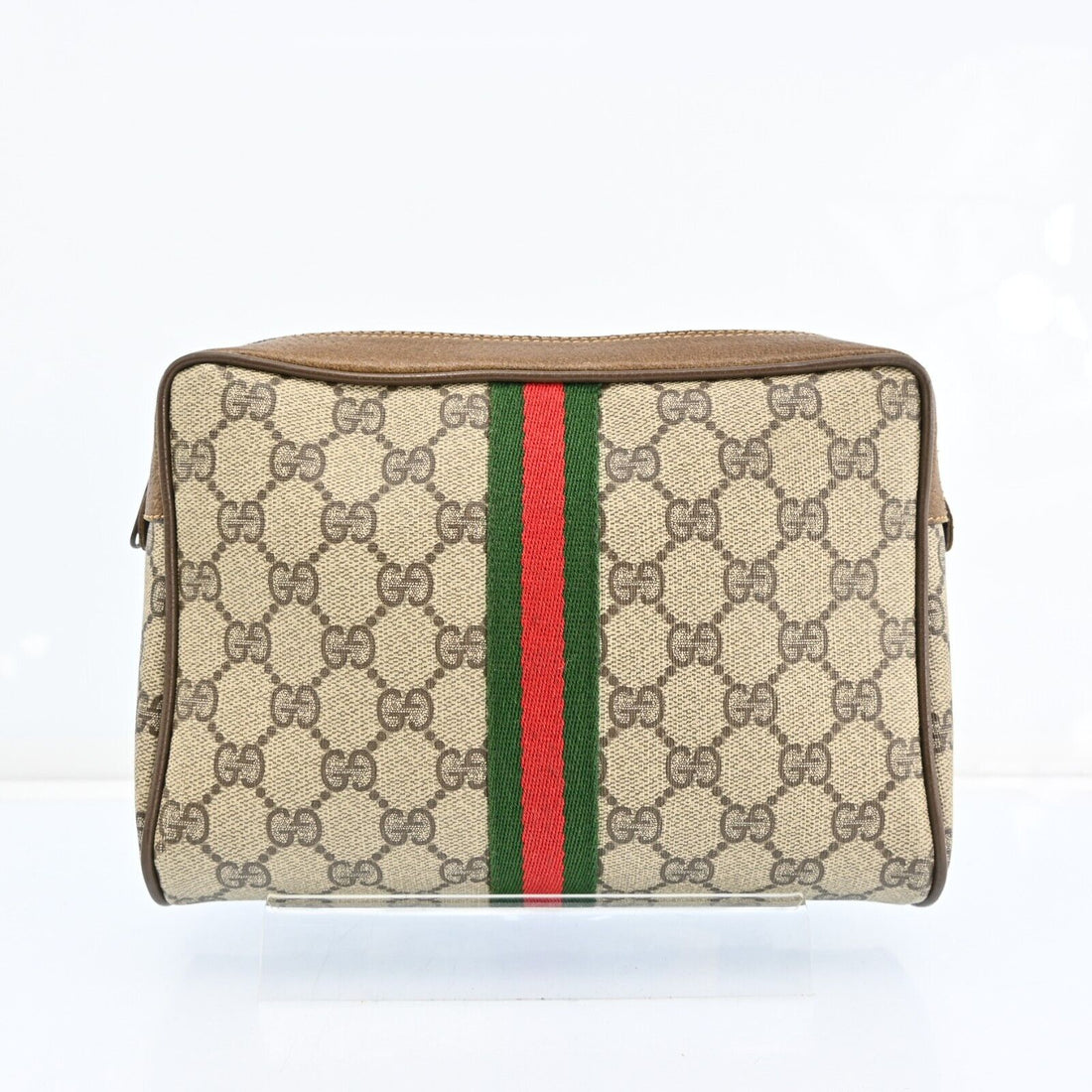 Gucci Web Sherry Line Clutch Bag Gg Pvc - Handbags