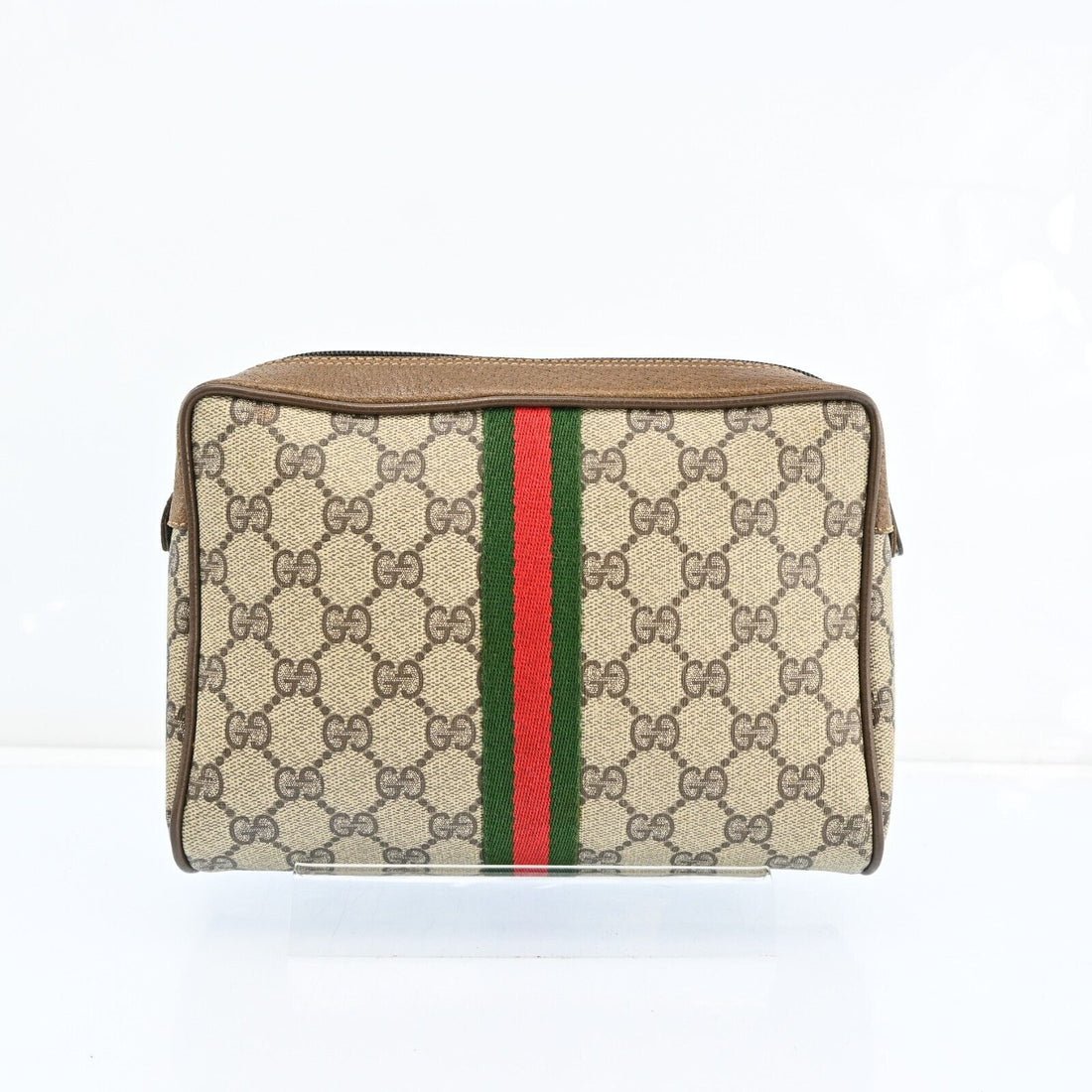 Gucci Web Sherry Line Clutch Bag Gg Pvc - Handbags
