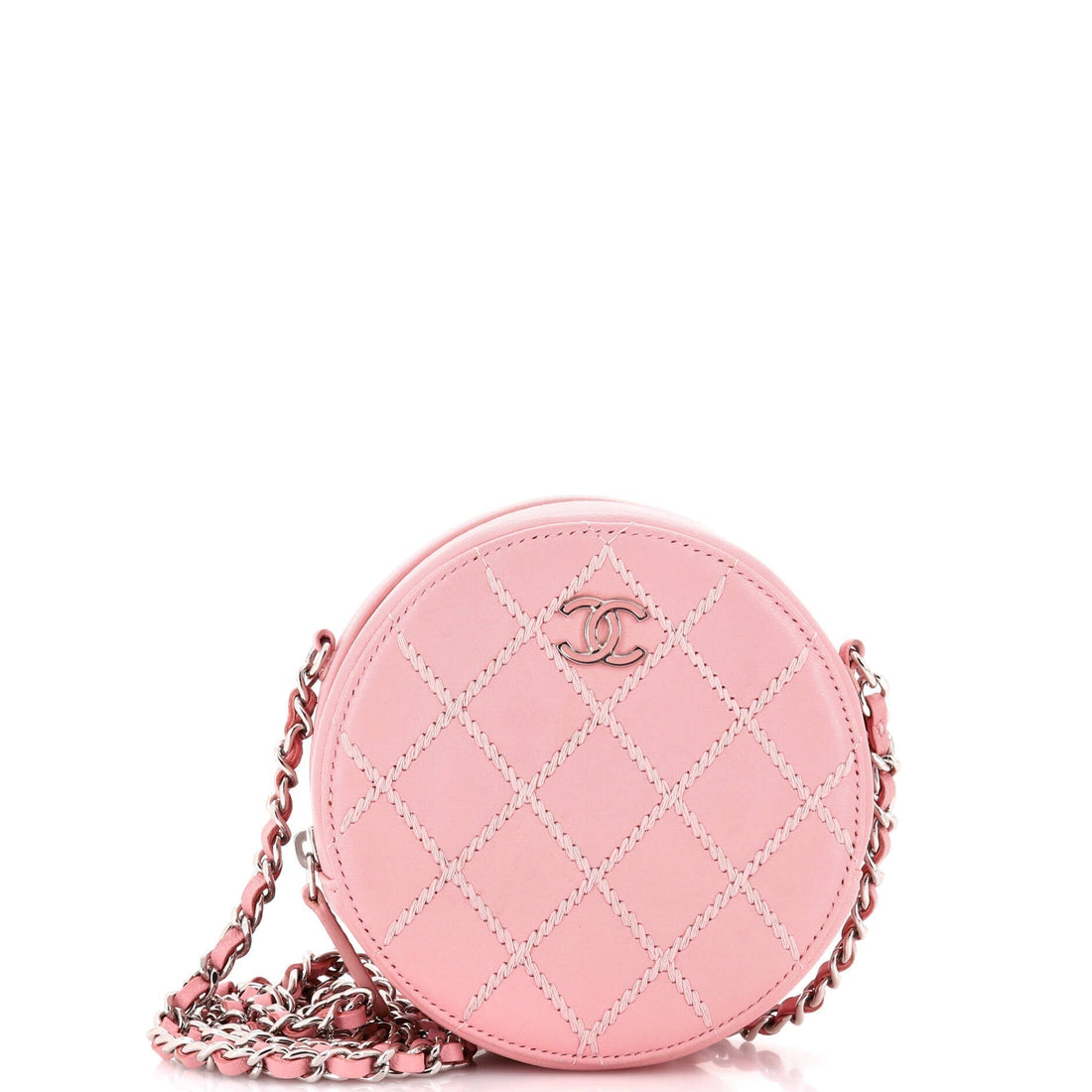 chl Round Clutch With Chain Stitched - Handbags, Wallets & Cases