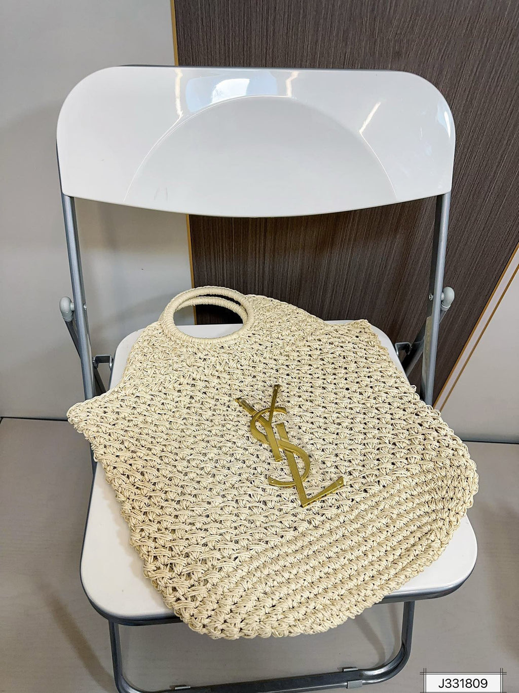 YSL SAINT LAURENT Summer Raffia Tote Bag 41x37cm
