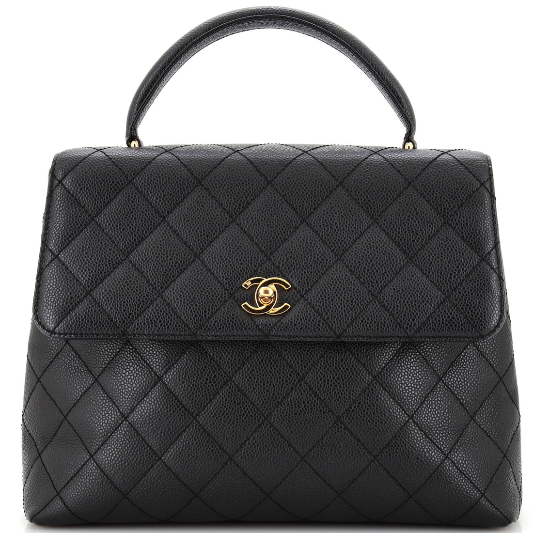CHANEL Vintage Classic Top Handle Flap Bag Quilted Caviar Jumbo - Handbag & Wallet Accessories