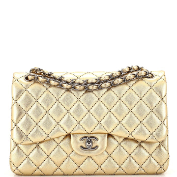 CHANEL Classic Double Flap Bag Quilted Metallic Lambskin Jumbo - Handbag & Wallet Accessories