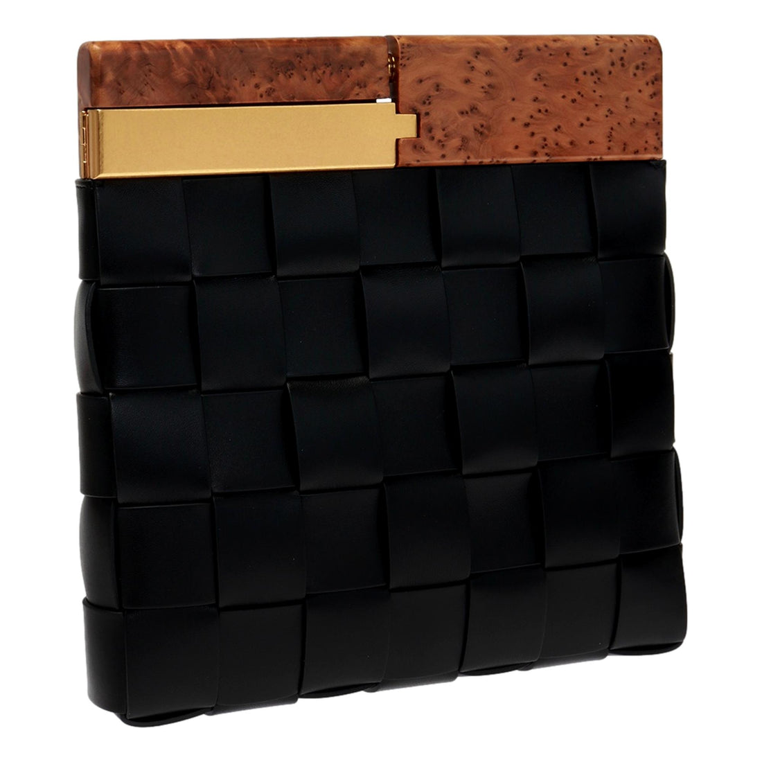Bottega Veneta 'BV SNAP' Mogano Black Clutch - Handbags