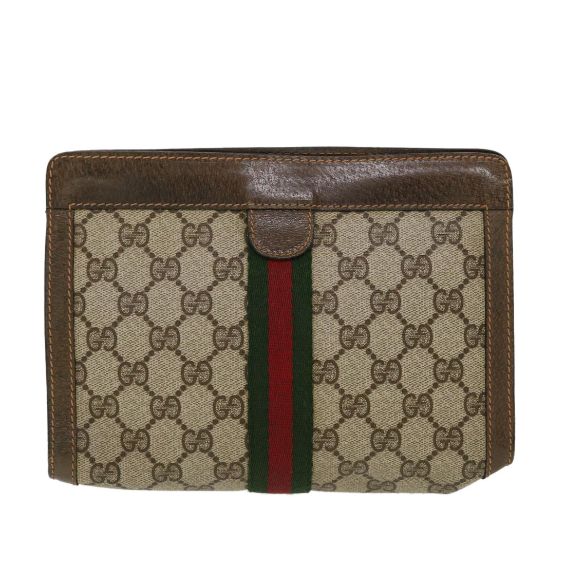 GUCCI GG Canvas Web Sherry Line Clutch Bag Beige Red Green 89.01.001  bs5999 - Gucci