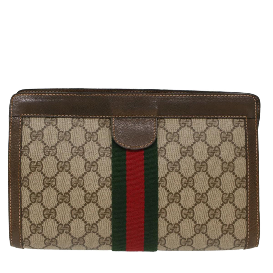 GUCCI GG Canvas Web Sherry Line Clutch Bag Beige Red Green 89.01.002  bs7231 - Gucci