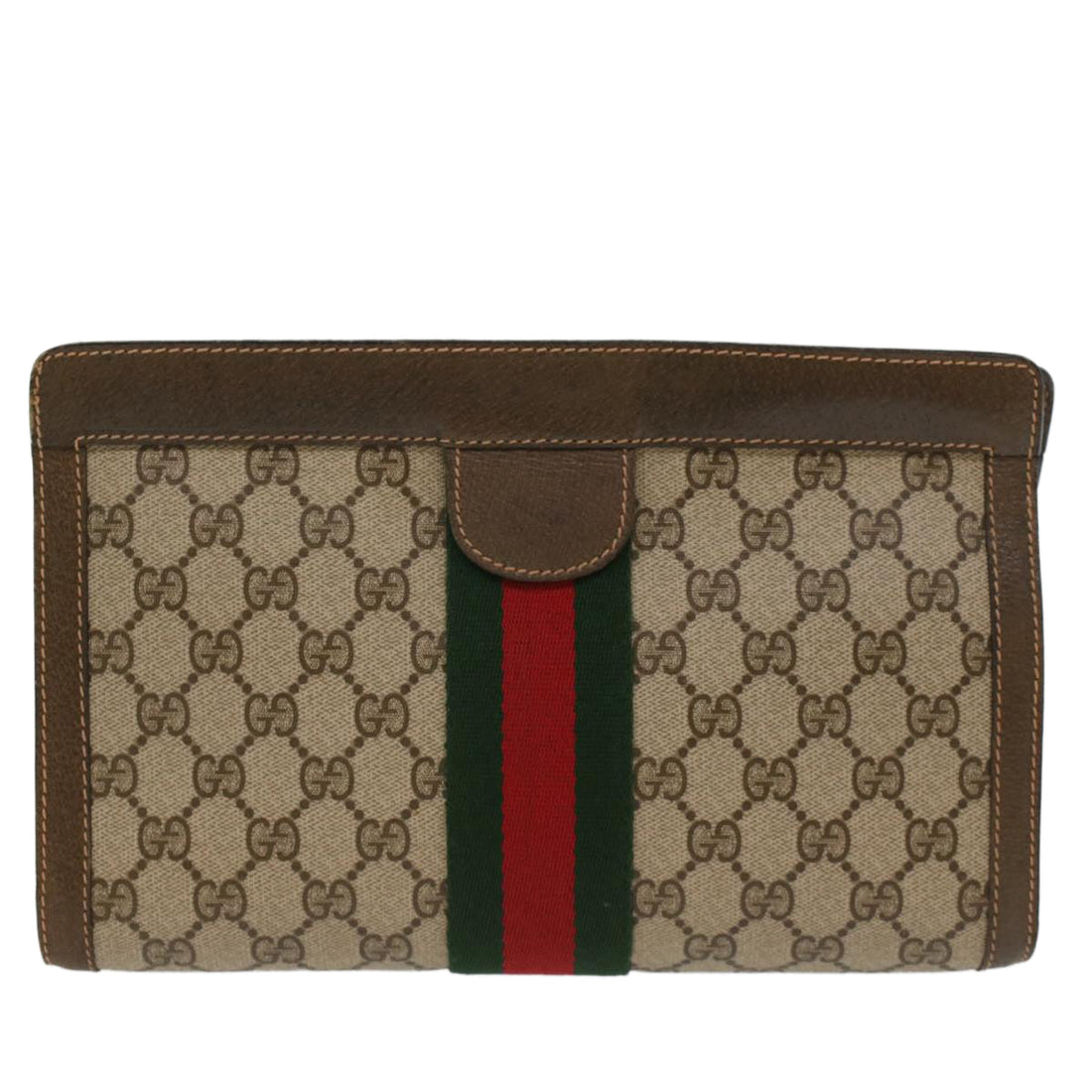 GUCCI GG Canvas Web Sherry Line Clutch Bag Beige Red Green 89.01.002  bs7231 - Gucci