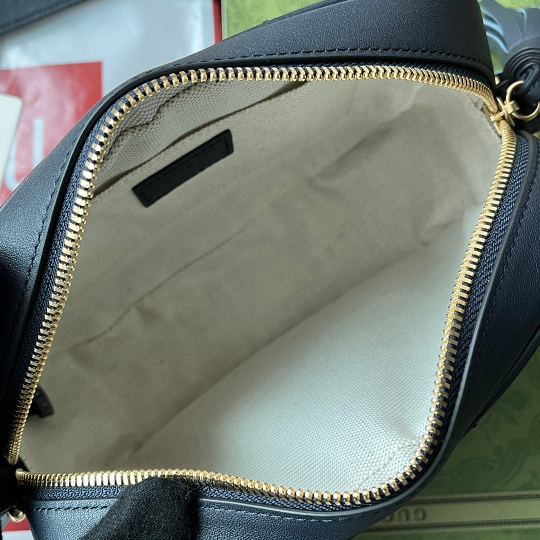 Gucci Blondie Small Shoulder Dark Blue Leather Bag - 21x15.5x5cm