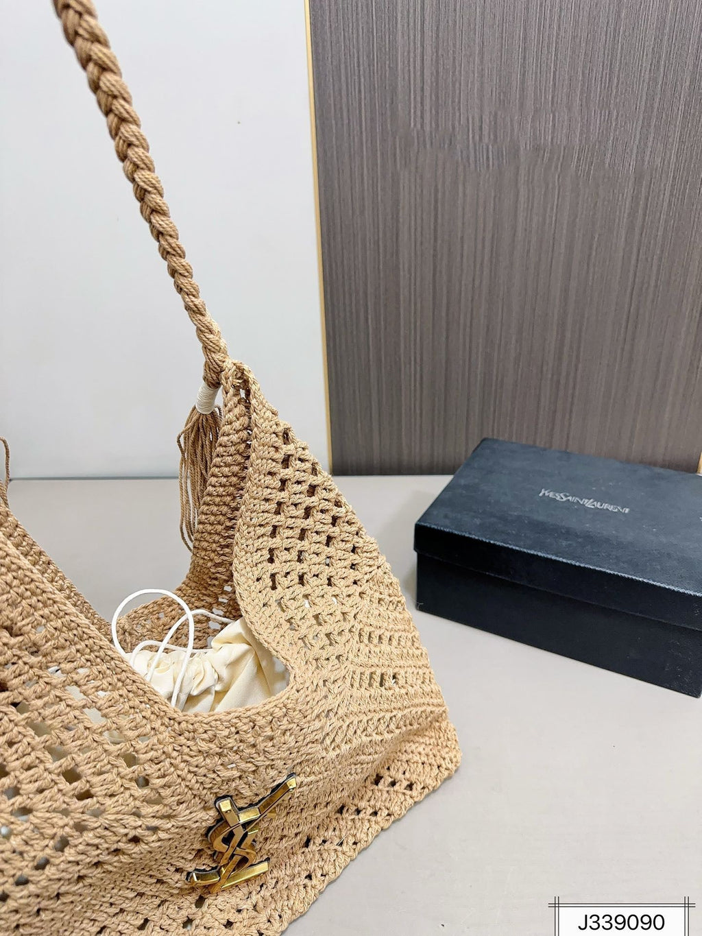 SAINT LAURENT YSL Raffia Tote Bag Beach Casual 37x22cm