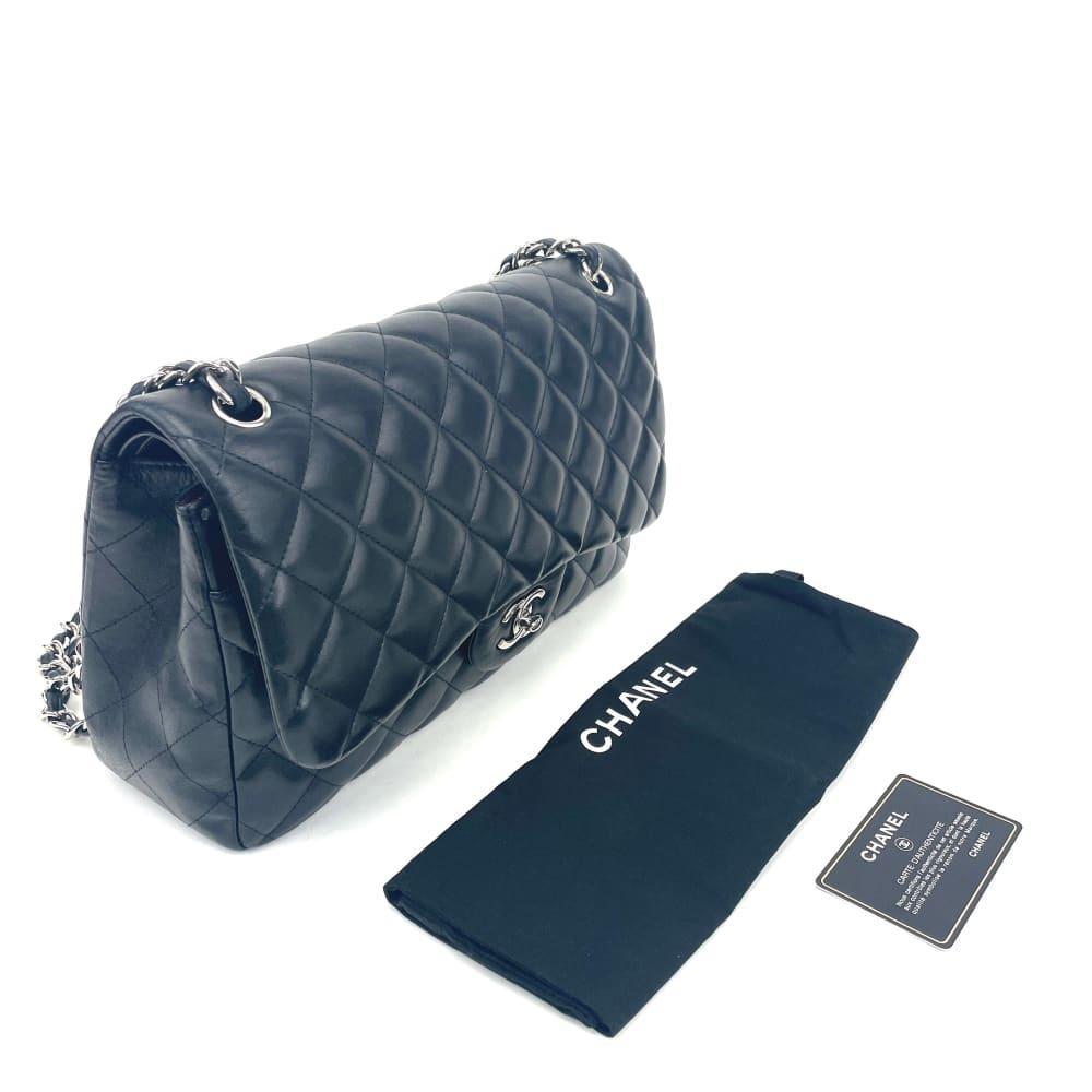 CHANEL 2010-2011 Classic Jumbo Double Flap Lambskin Bag w/Silver - Handbag