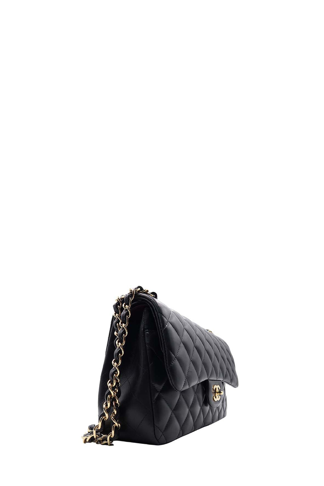 Quilted Lambskin Jumbo Classic Flap Bag with Gold Hardware Black - Bags