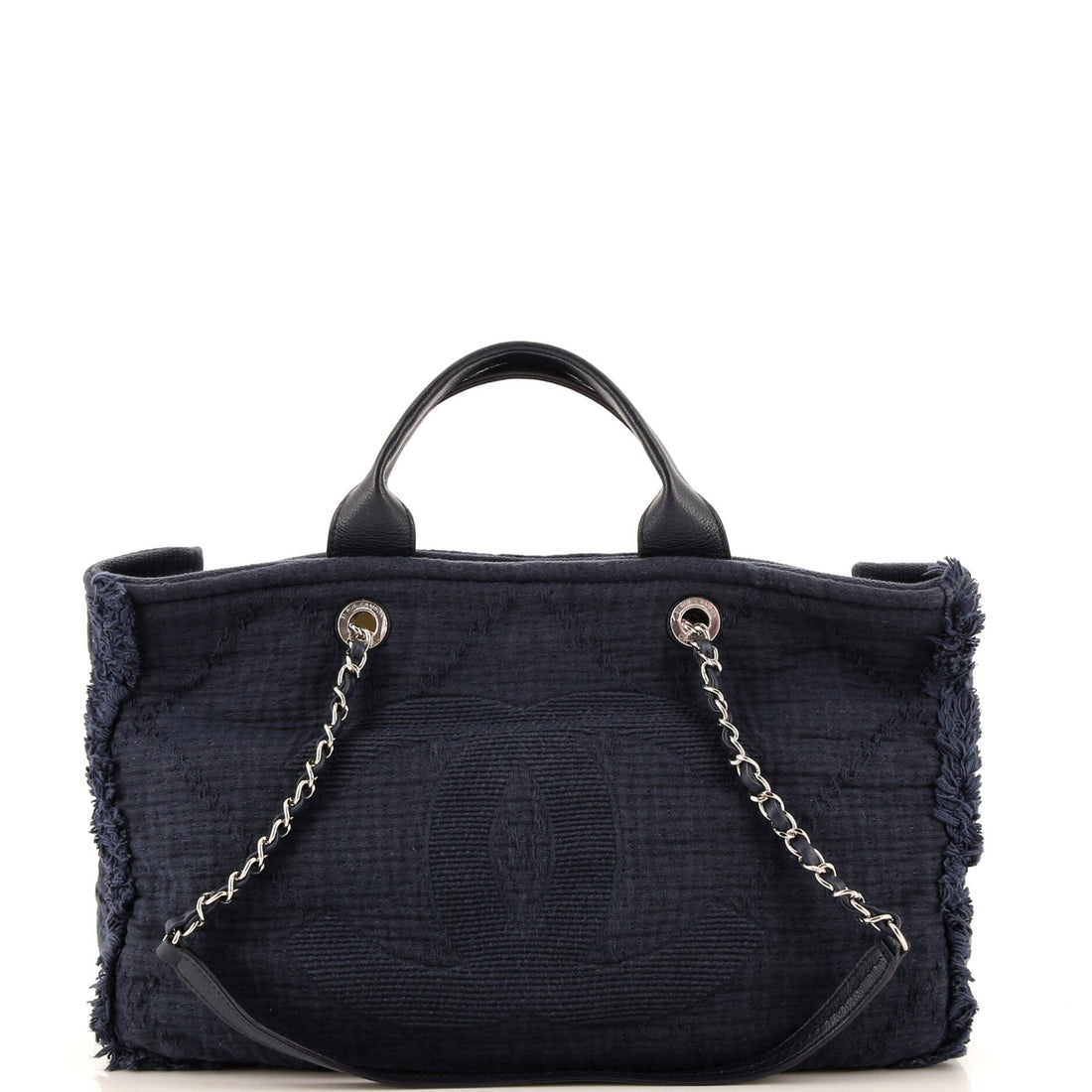 CHANEL Double Face Deauville Tote Fringe Quilted Canvas Large - Handbag & Wallet Accessories