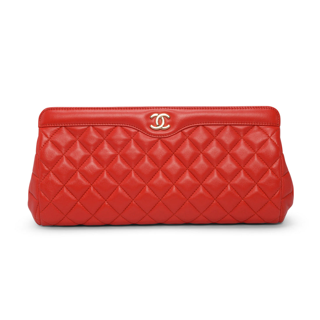chl Red Quilted Lambskin Frame Clutch - Handbag & Wallet Accessories