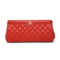 chl Red Quilted Lambskin Frame Clutch - Handbag & Wallet Accessories