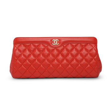 chl Red Quilted Lambskin Frame Clutch - Handbag & Wallet Accessories