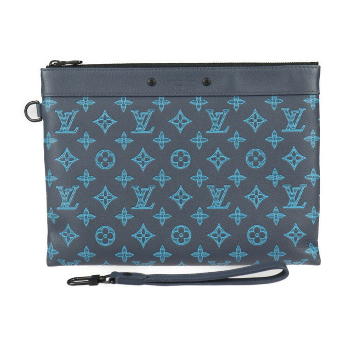 Louis Vuitton Navy Leather Clutch Bag Handbag Pochette Pouch (Pre-Owned) - women/handbags/clutches