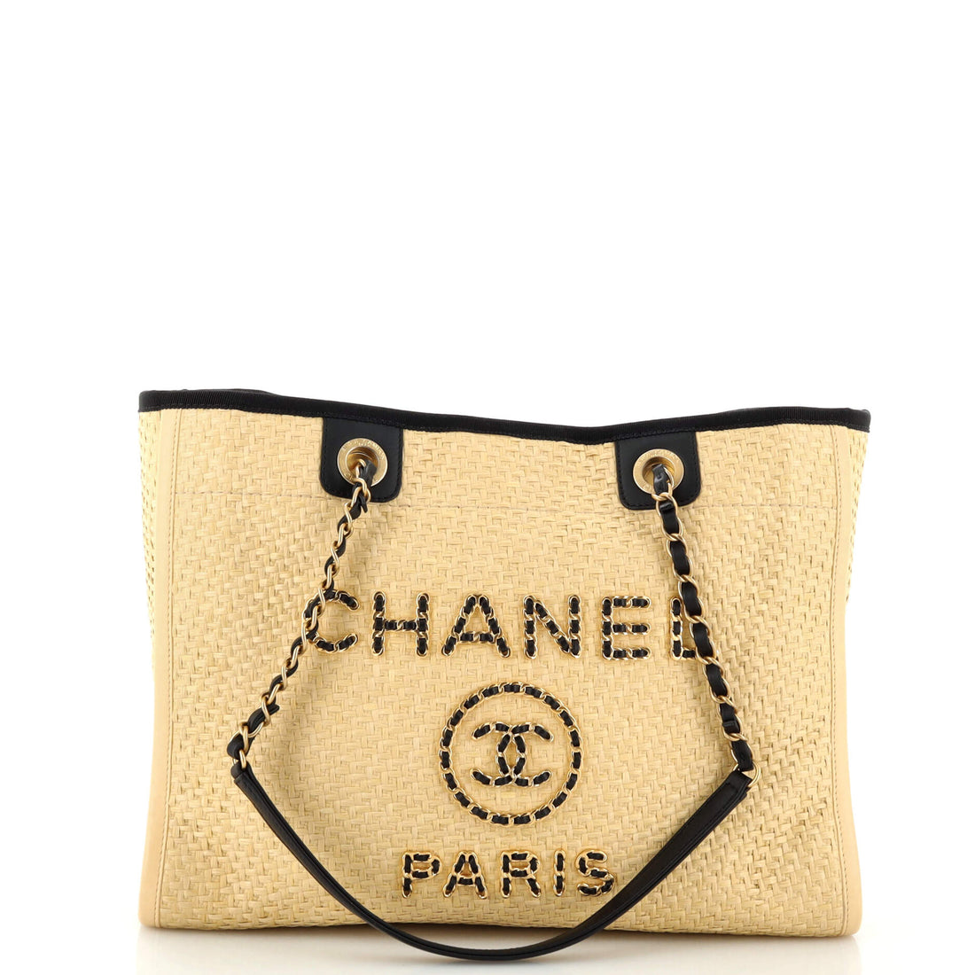 CHANEL Deauville Tote Straw with Chain Detail Small - Handbag & Wallet Accessories