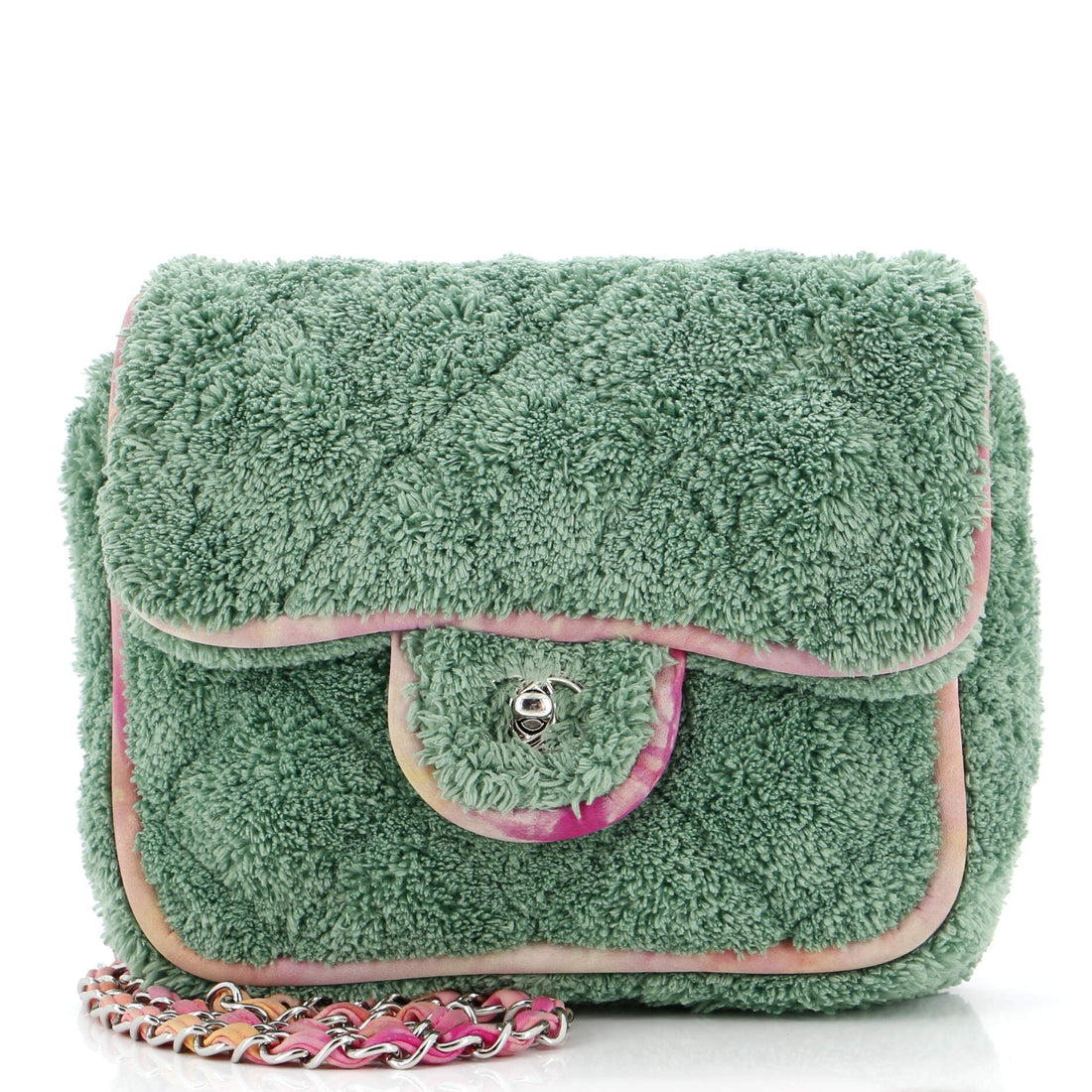 CHANEL Classic Single Flap Bag Quilted Terry Cloth and Ribbon Small - Handbag & Wallet Accessories