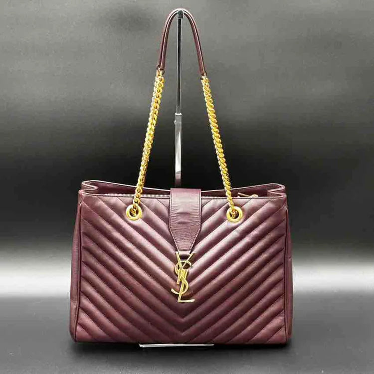 Ysl Classic Monogram Envelope Satchel Matelasse Chevron, Burgundy Leather, Large - Crossbody