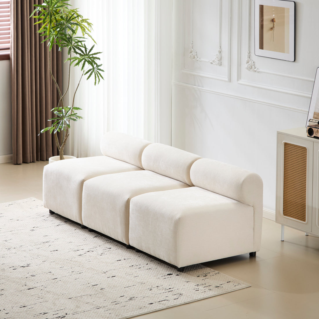 Evelyn 78 in.Armless 3-Piece 3 Seater Modular Couch Sectional Sofa for Living Rooms,Bedrooms,Apartment Office