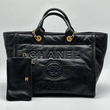 Chanel Deauville em Couro Preta Italiana Bag