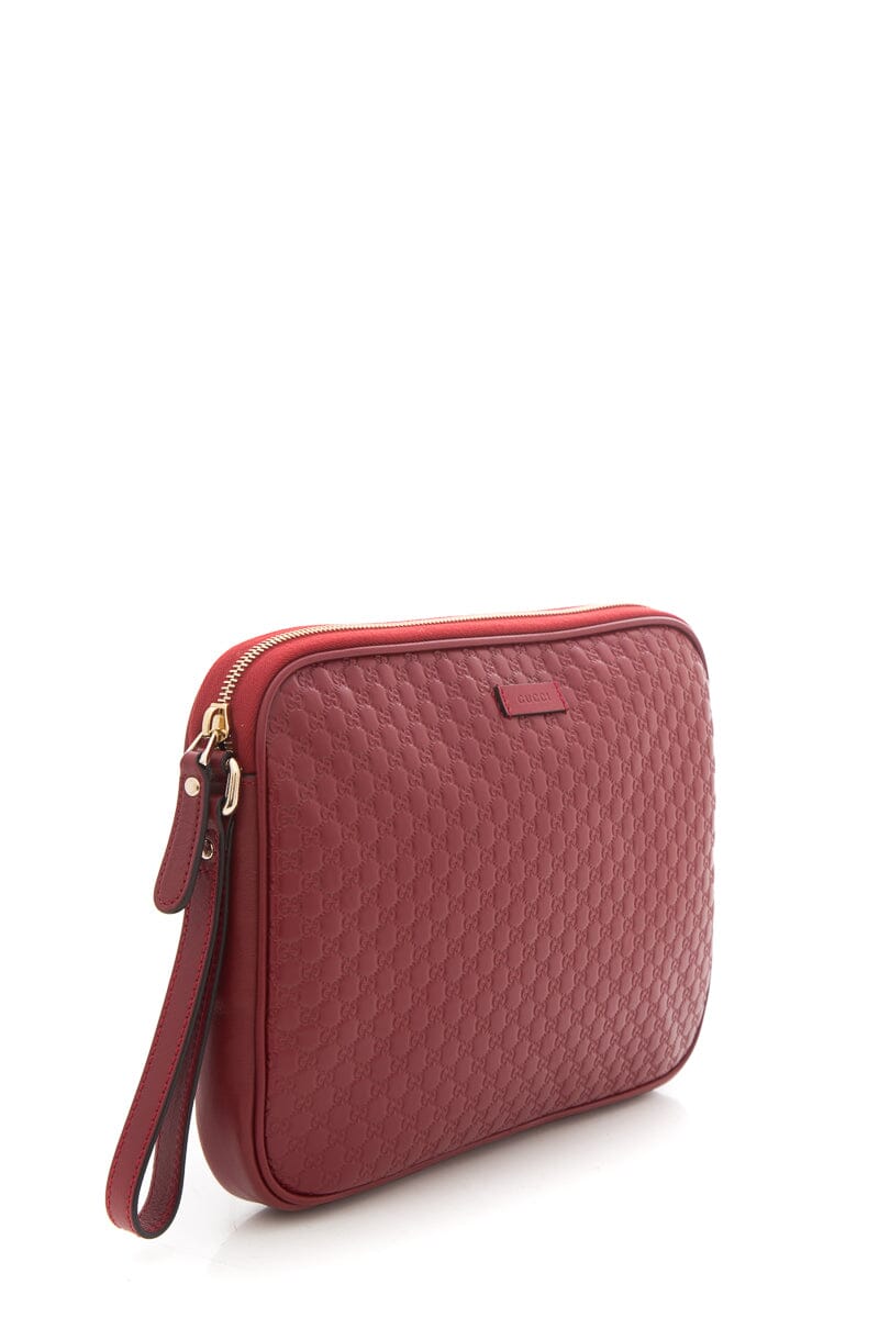 Gucci Microguccissima Red Leather Clutch Bag - Handbag