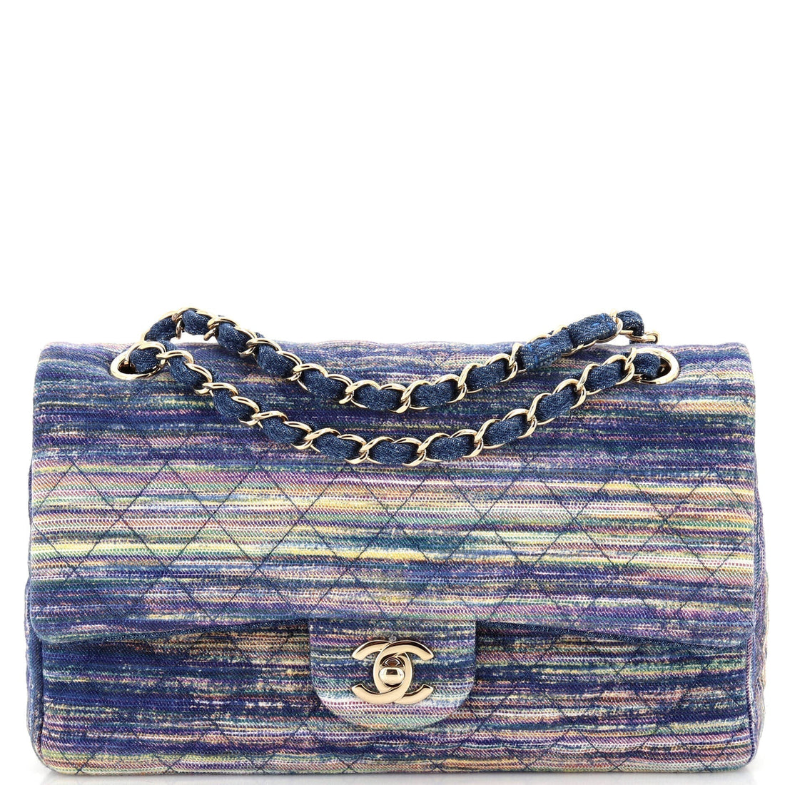 CHANEL Classic Double Flap Bag Quilted Multicolor Denim Medium - Handbag & Wallet Accessories