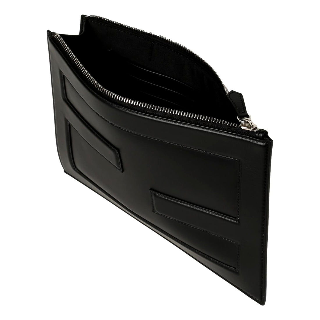 Fendi Baguette Black Calf Leather Embossed Clutch - Wallets