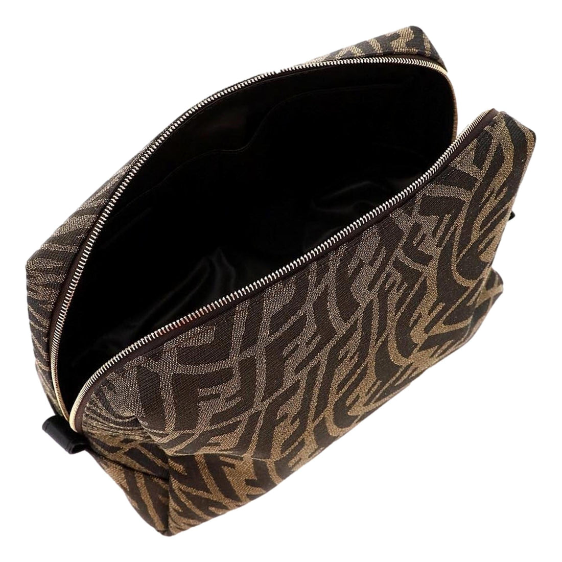 Fendi FF Vertigo Brown Canvas Small Travel Beauty Pouch Clutch Bag - Handbags
